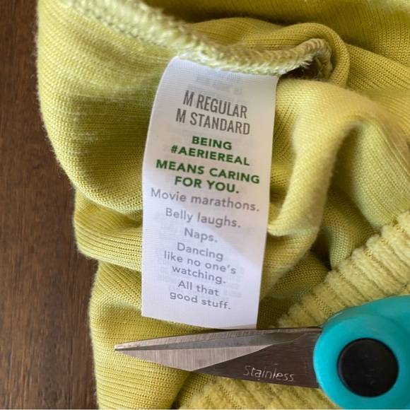 Aerie Velour Ribbed Flare Pull On Pants Neon Yellow/Green Size Medium Stretch - Picture 4 of 5